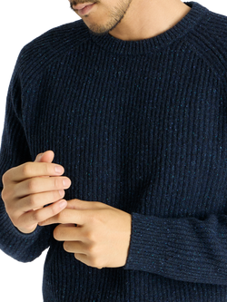 SPOKE Wool Blend Fisherman Knit Donegal Slim Sweater, Amity Blue - view 2, Amity Blue