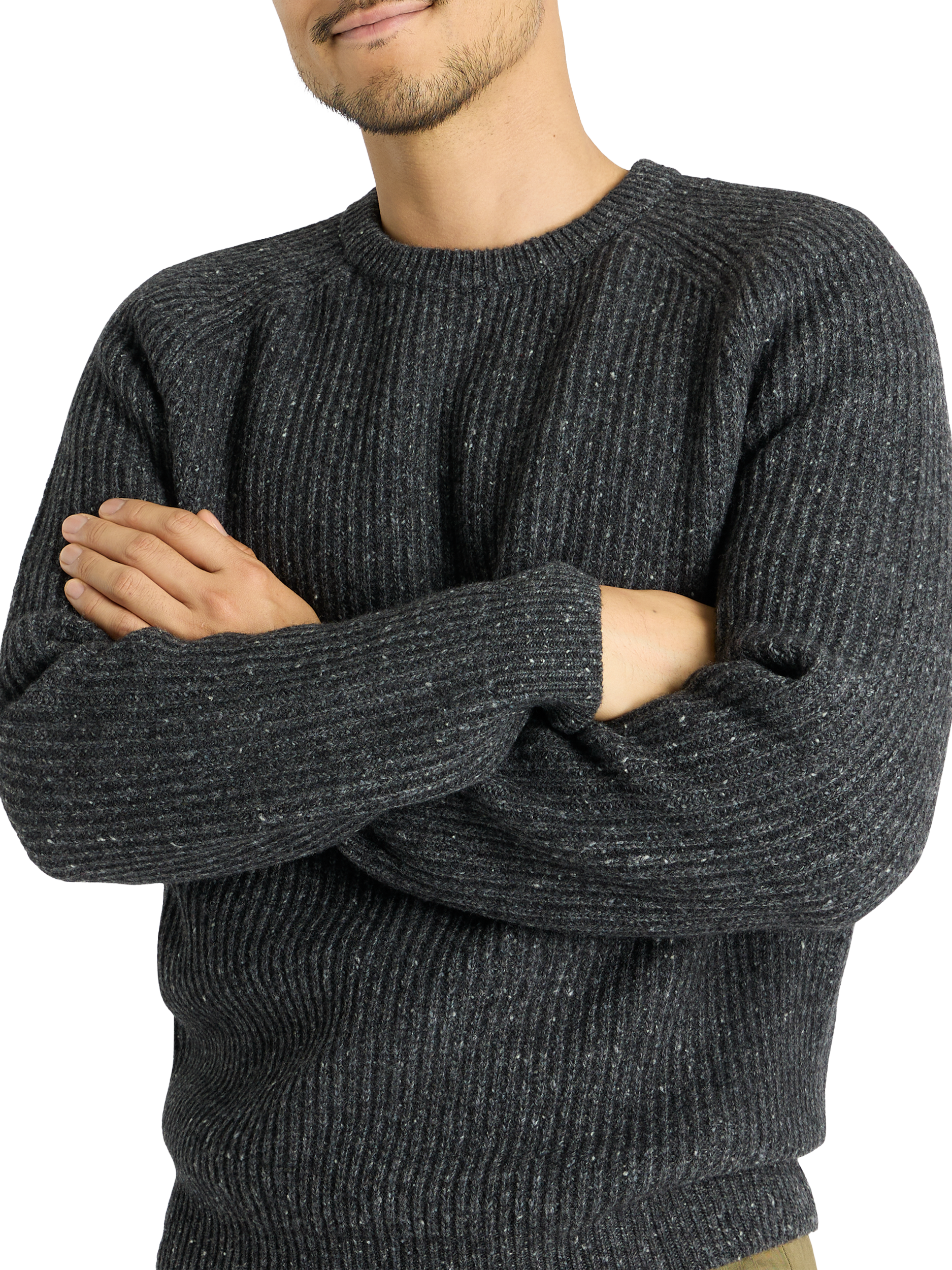 Product image 2 of 9, which shows SPOKE Wool Blend Fisherman Knit Jumper, Stingray, M Reg