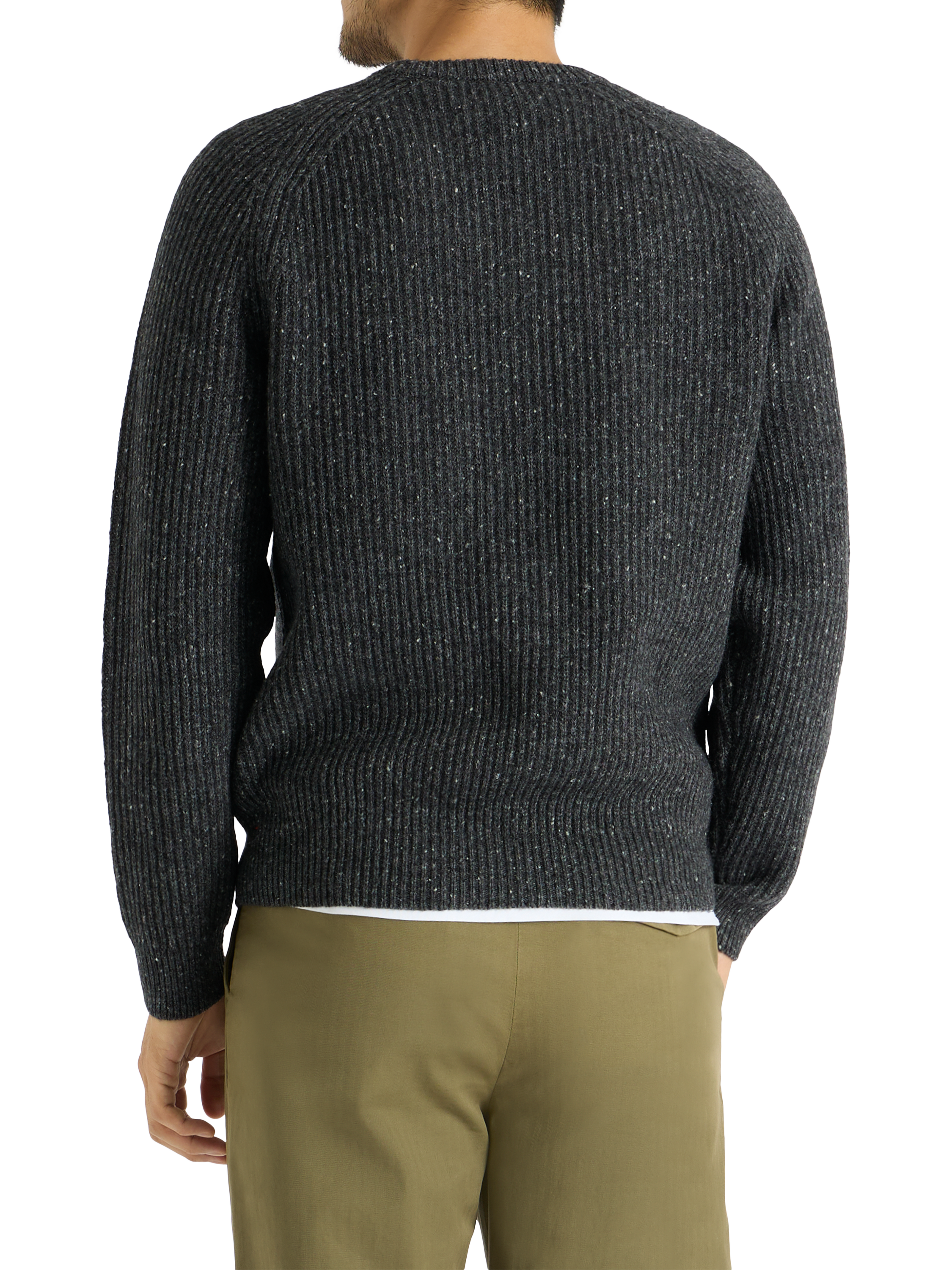 Product image 3 of 9, which shows SPOKE Wool Blend Fisherman Knit Jumper, Stingray, M Reg