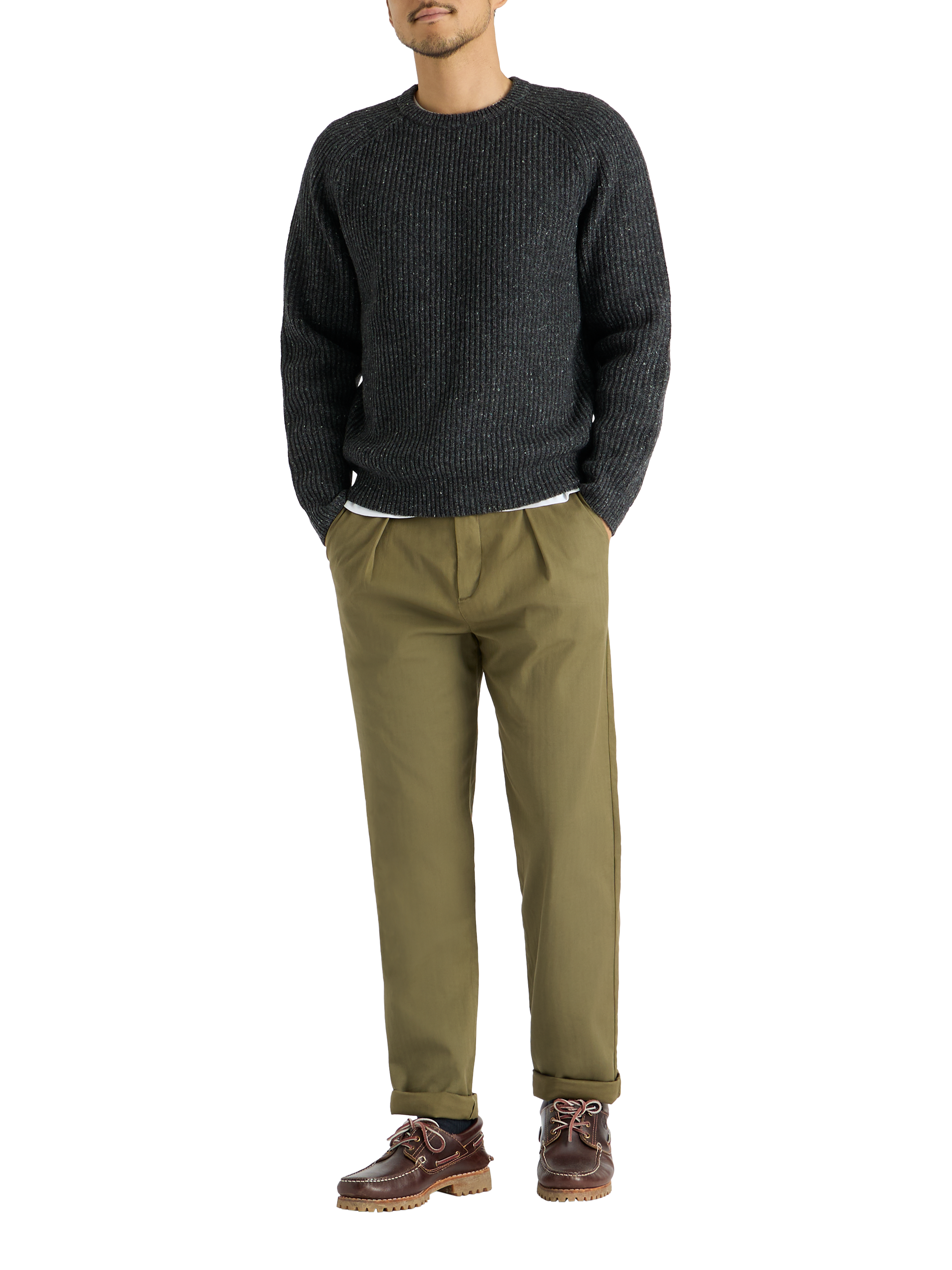 Product image 5 of 9, which shows SPOKE Wool Blend Fisherman Knit Jumper, Stingray, M Reg