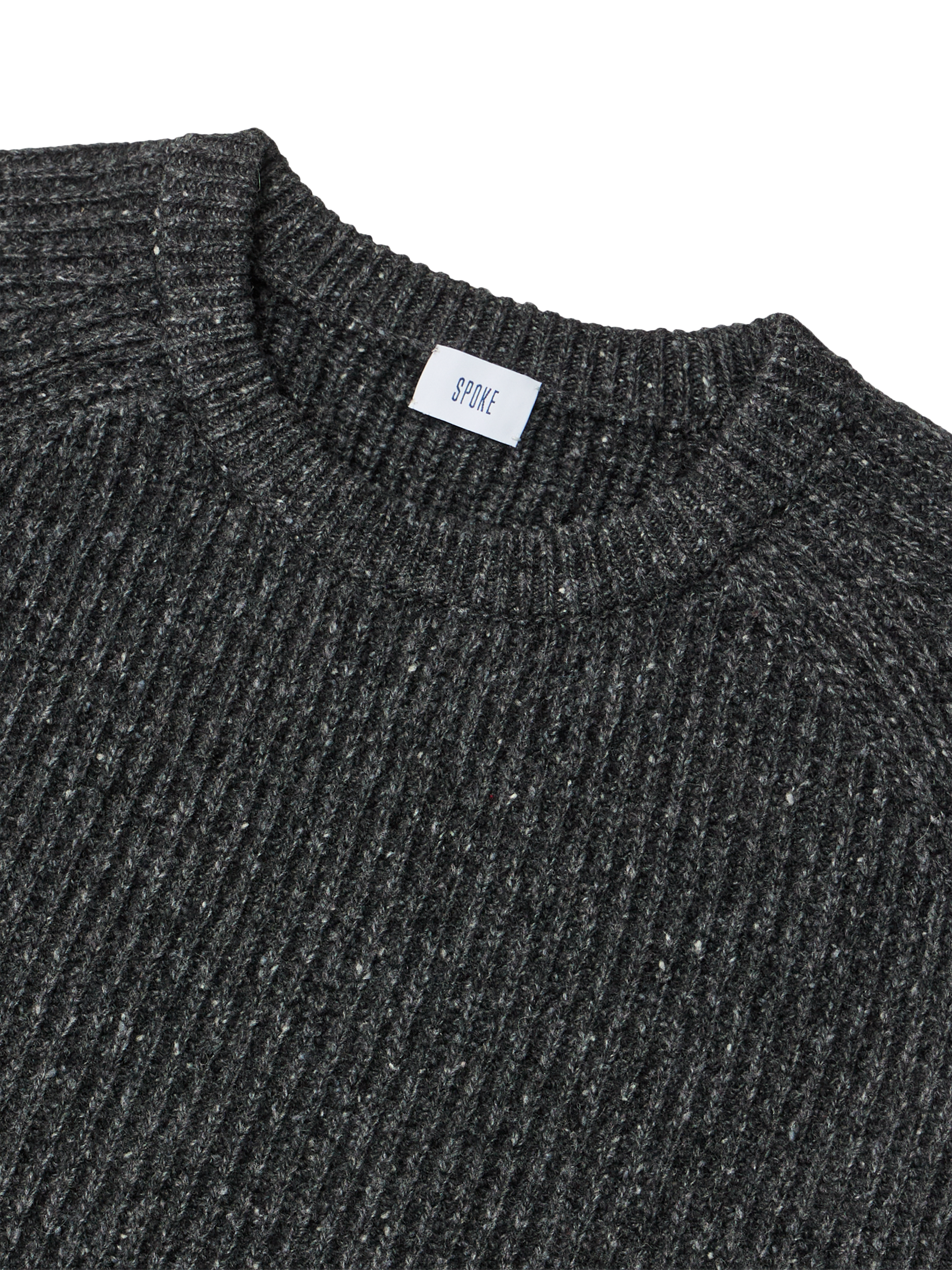 Product image 8 of 9, which shows SPOKE Wool Blend Fisherman Knit Jumper, Stingray, M Reg