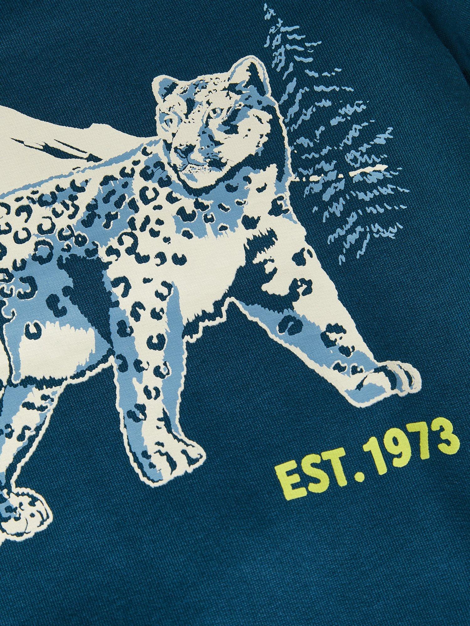 Product image 3 of 3, which shows Monsoon Kids' Snow Leopard Sweatshirt, Blue, 2-3 years