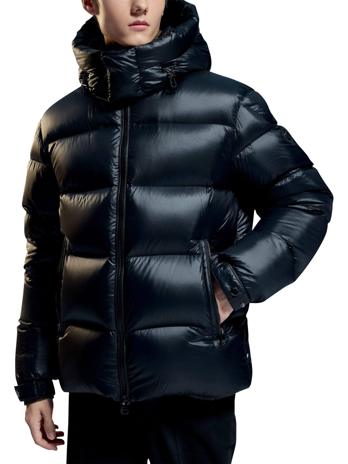 Product image 2 of 5, which shows Bosideng Detachable Hood Duck Down Puffer Jacket, Coal, S
