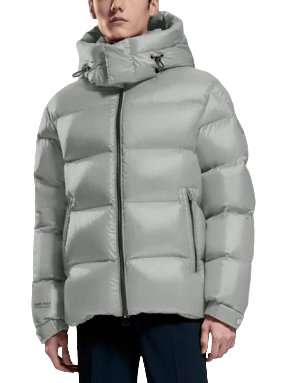 Product image 1 of 5, which shows Bosideng Detachable Hood Duck Down Puffer Jacket, Shiny Grey, M