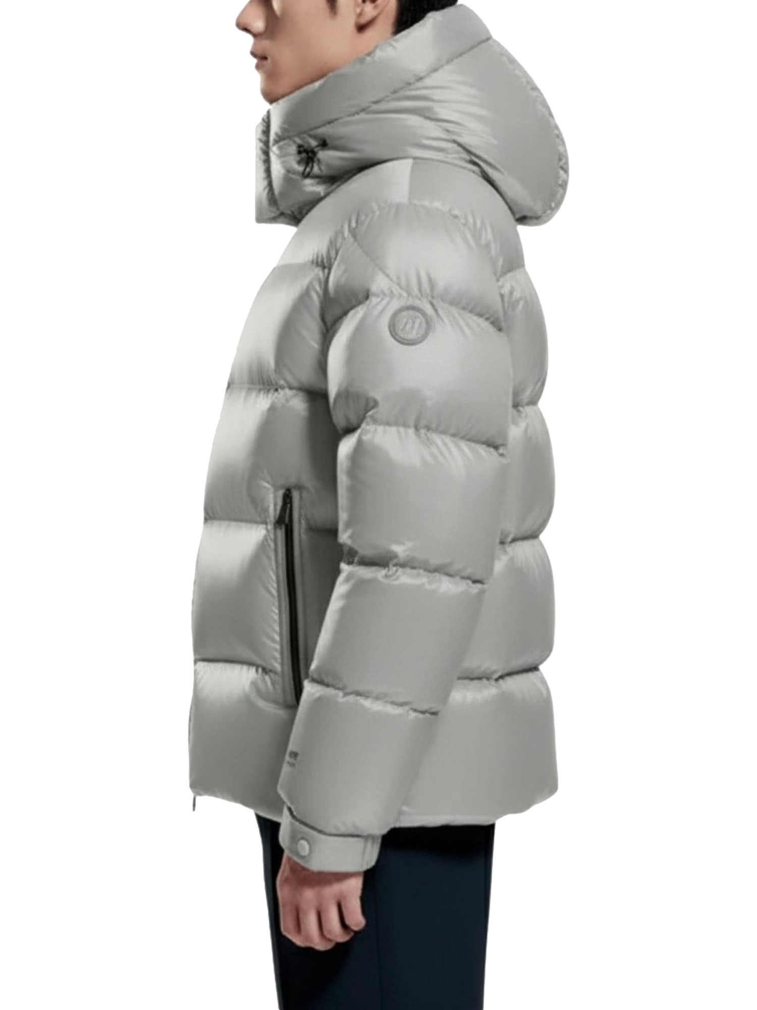Product image 2 of 5, which shows Bosideng Detachable Hood Duck Down Puffer Jacket, Shiny Grey, M