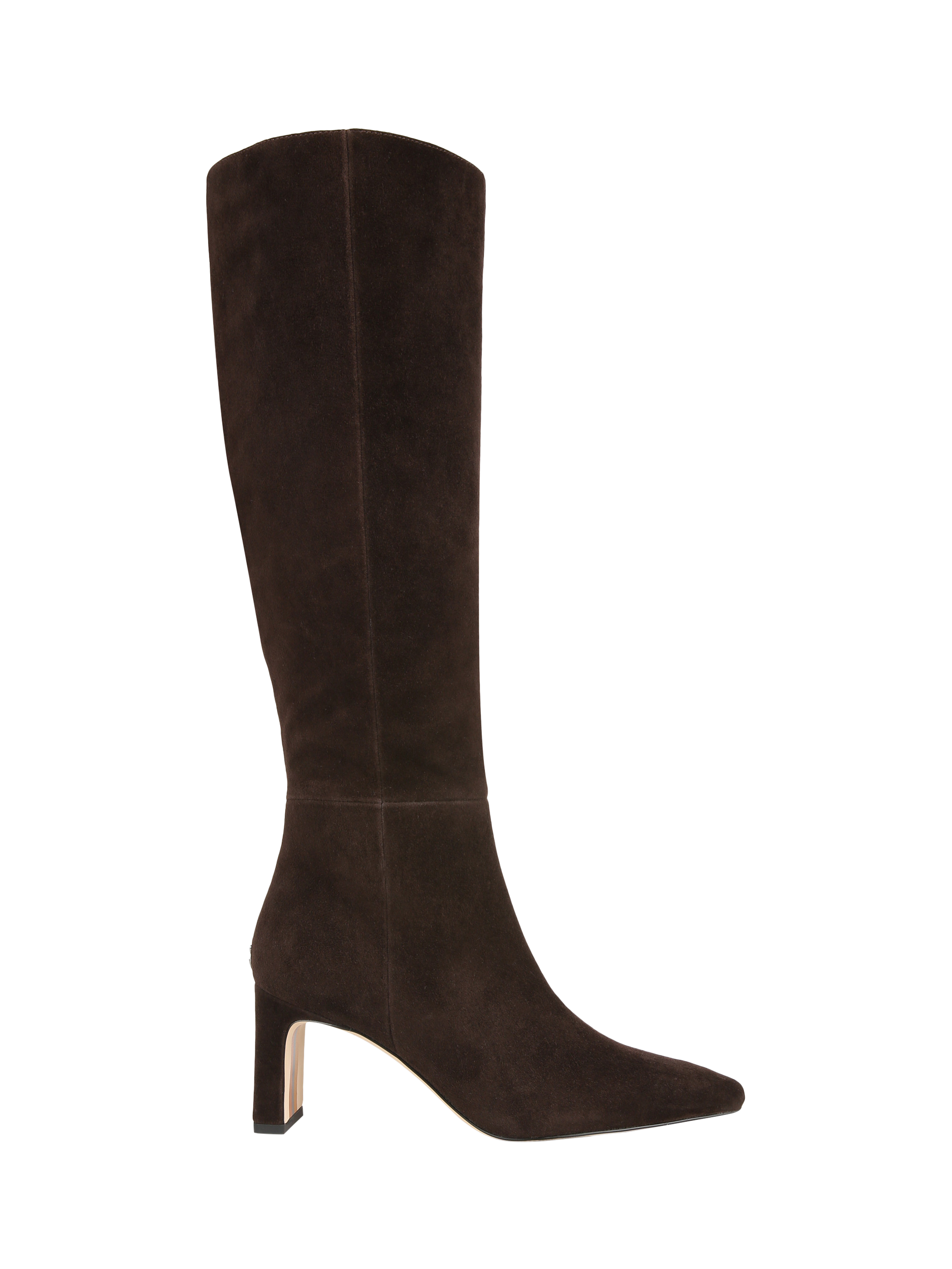 Product image 1 of 6, which shows Sam Edelman Sylvia Knee High Wide Calf Suede Boots, Chocolate Brown Wide, 3.5