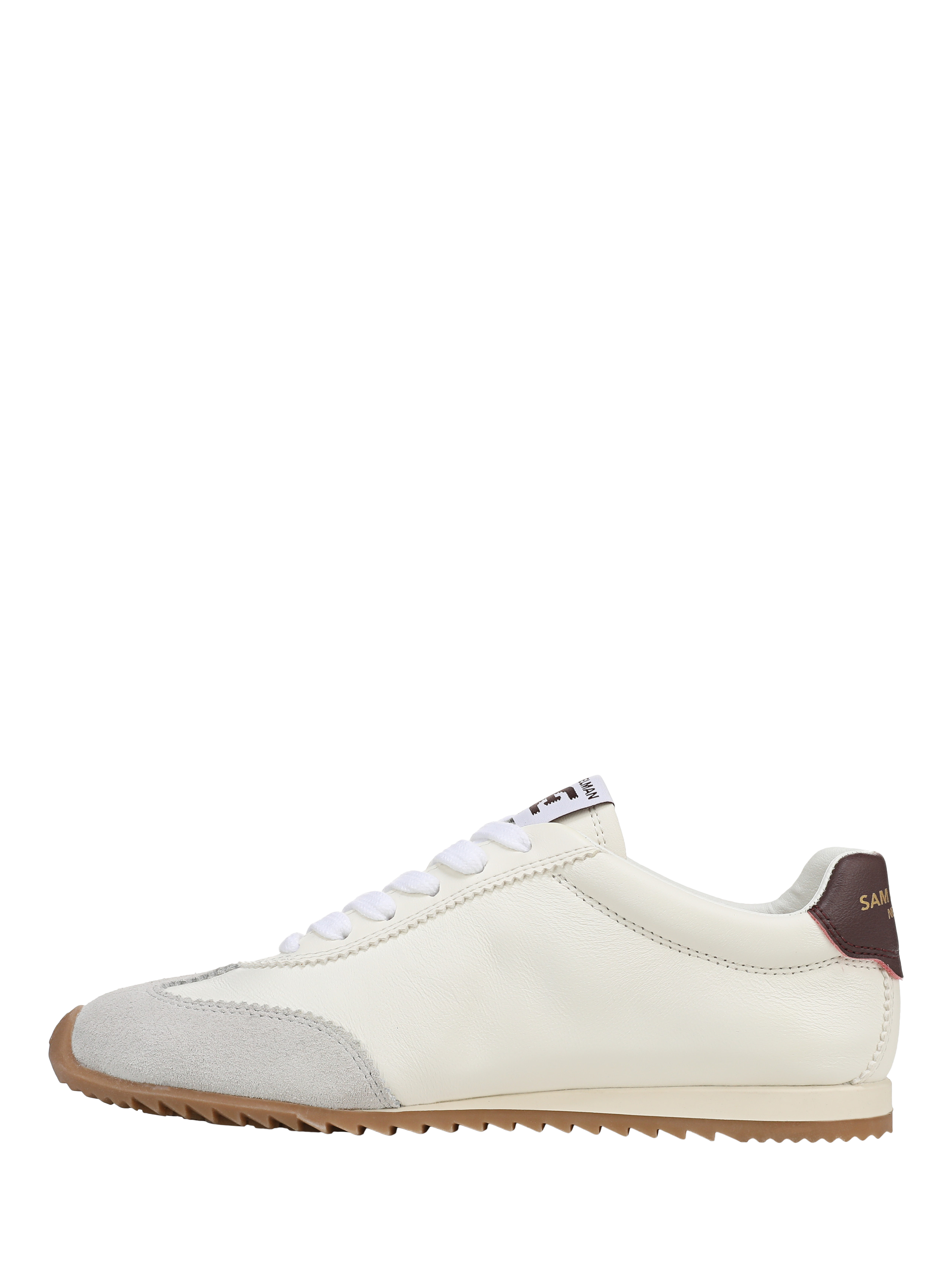 Product image 2 of 6, which shows Sam Edelman Isella 2 Leather Lace Up Trainers, Optic White/Plum Win, 4.5