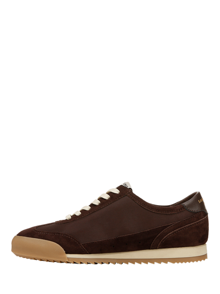 Sam Edelman Ivey Lace Up Suede Trainers, Cafe Noir/Antique White - view 2, Cafe Noir/Antique Wh