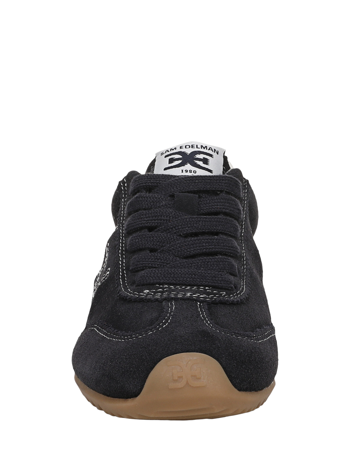 Product image 3 of 6, which shows Sam Edelman Isella Lace Up Suede Trainers, Midnight Blue, 5.5