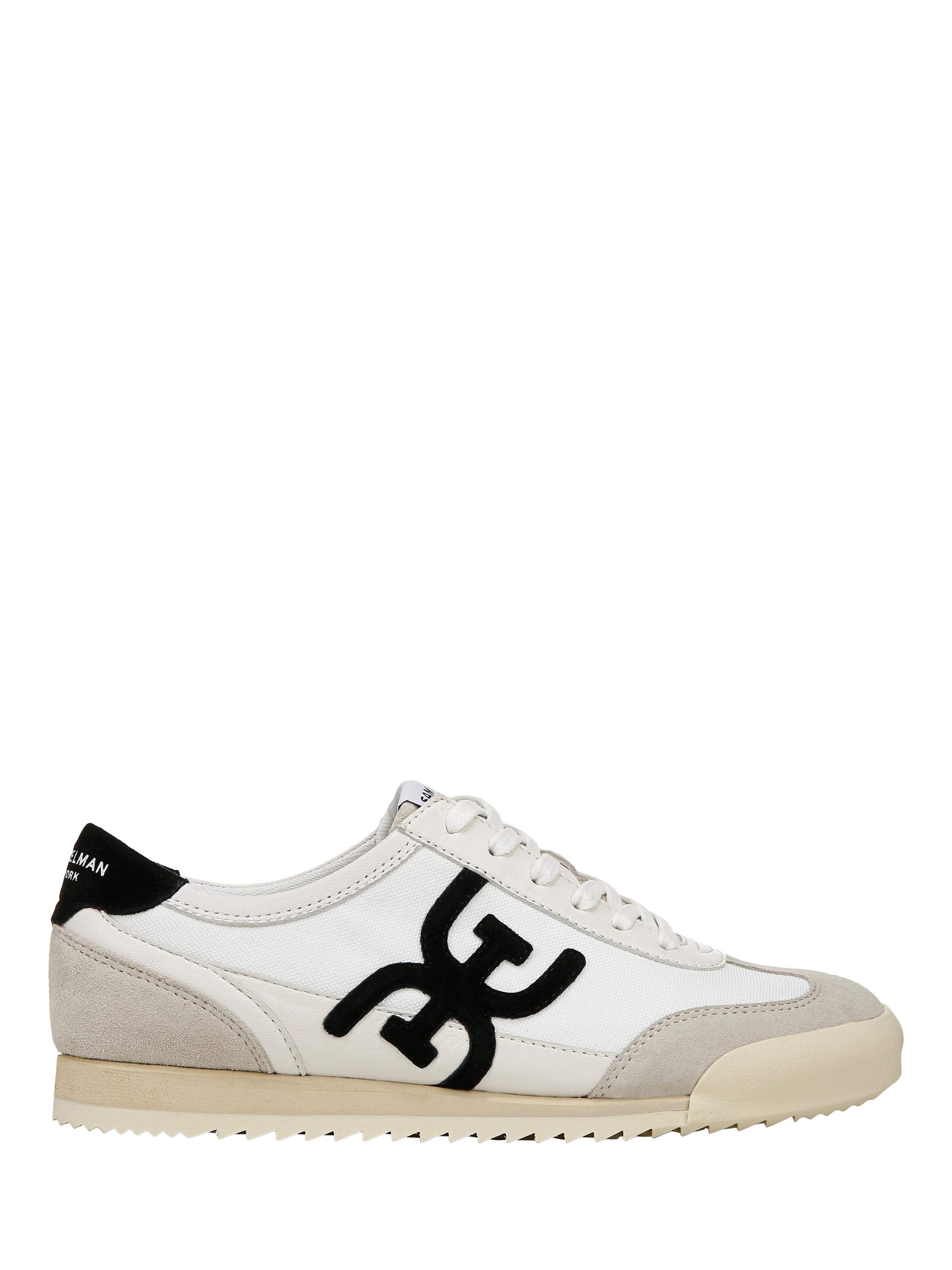 Product image 1 of 6, which shows Sam Edelman Ivey Lace Up Suede Trainers, Greige/Bright White, 3.5