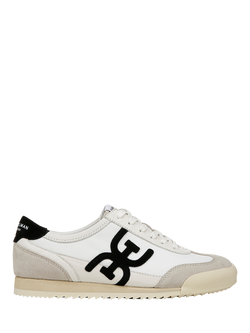 Sam Edelman Ivey Lace Up Suede Trainers, Greige/Bright White, Greige/Bright White