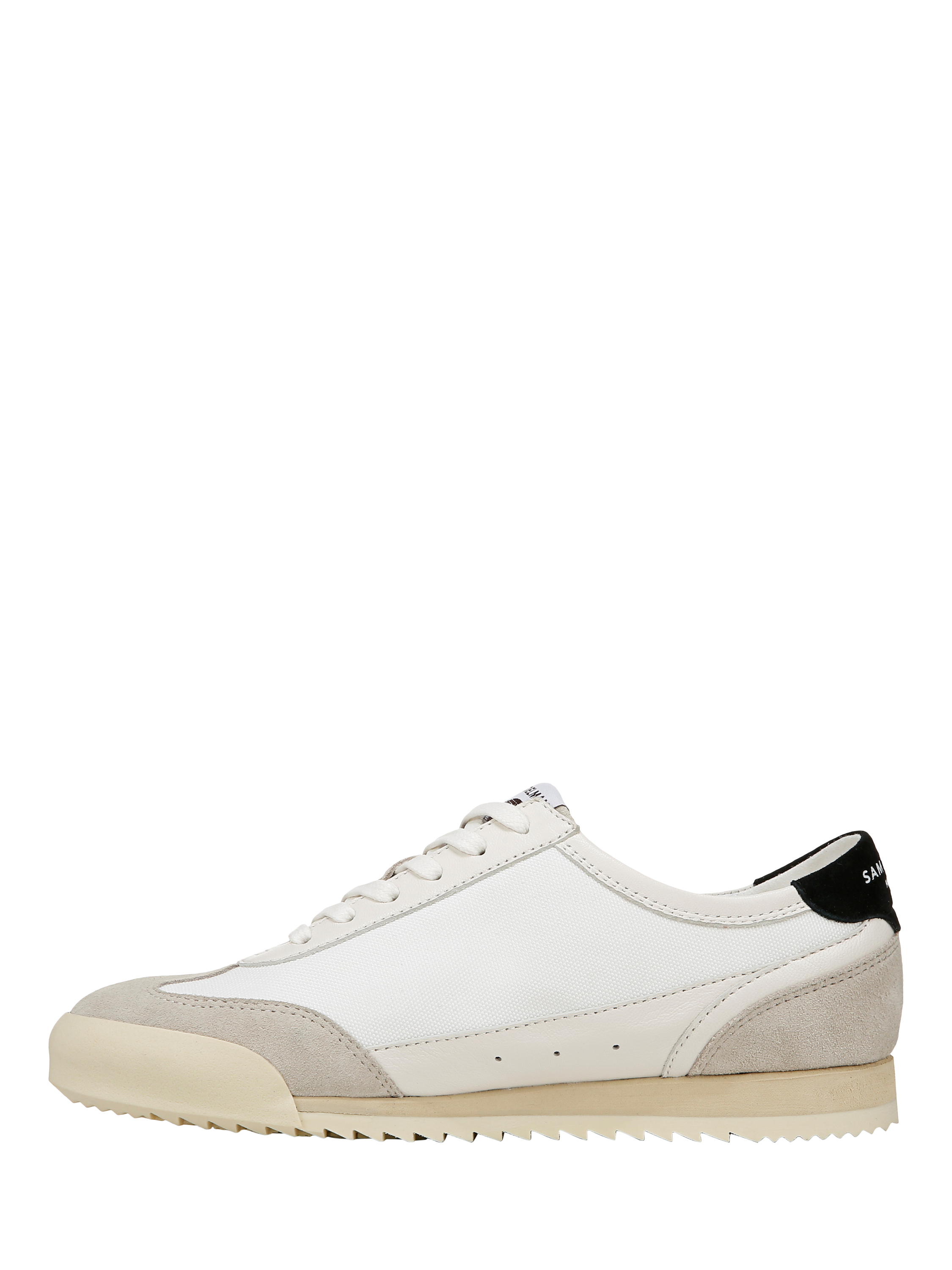 Product image 2 of 6, which shows Sam Edelman Ivey Lace Up Suede Trainers, Greige/Bright White, 3.5