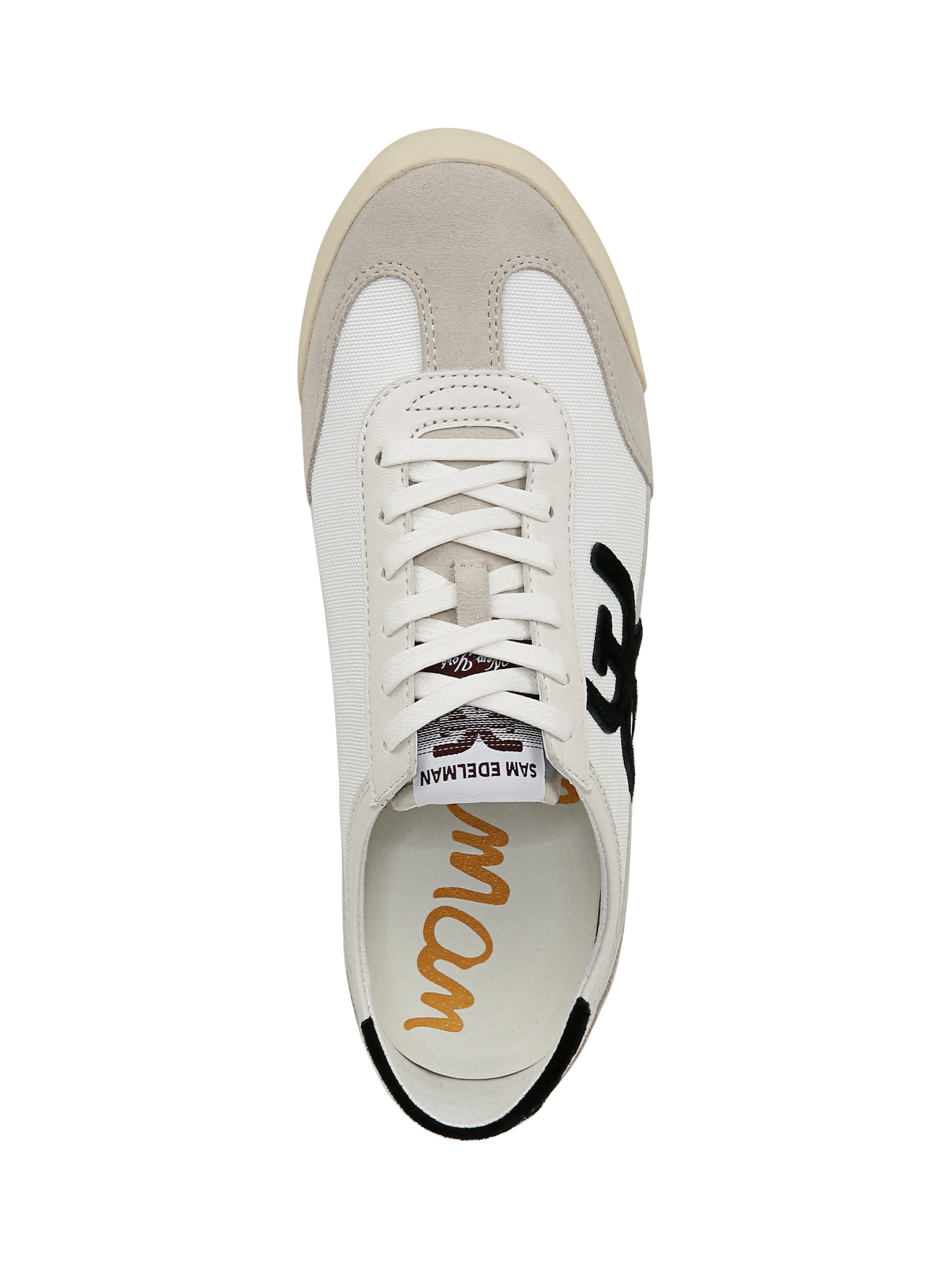 Product image 5 of 6, which shows Sam Edelman Ivey Lace Up Suede Trainers, Greige/Bright White, 3.5
