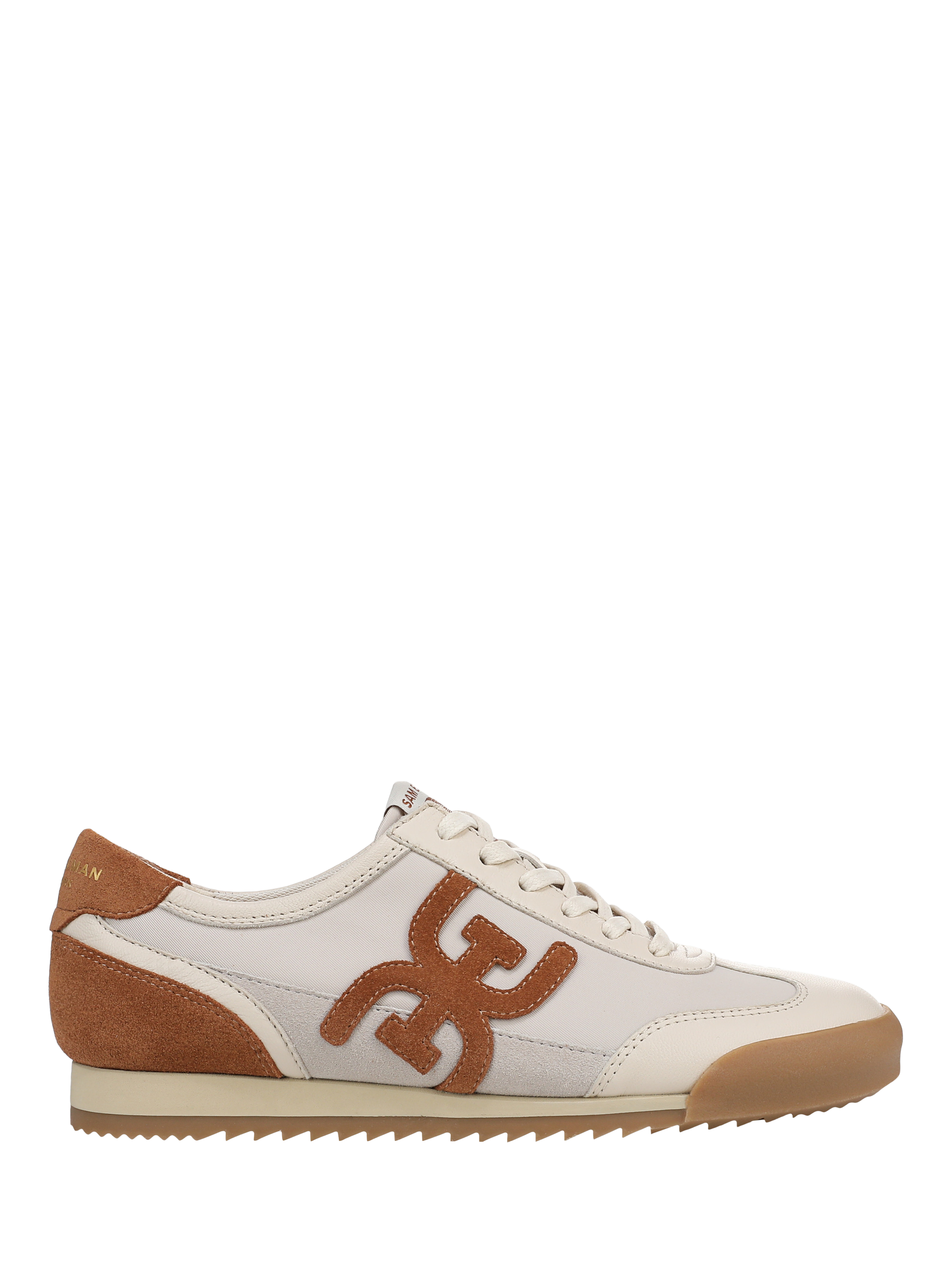 Product image 1 of 6, which shows Sam Edelman Ivey Leather Blend Lace Up Trainers, Ivory/Brown, 3.5