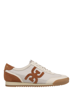 Sam Edelman Ivey Leather Blend Lace Up Trainers, Ivory/Brown, Ivory/Brown