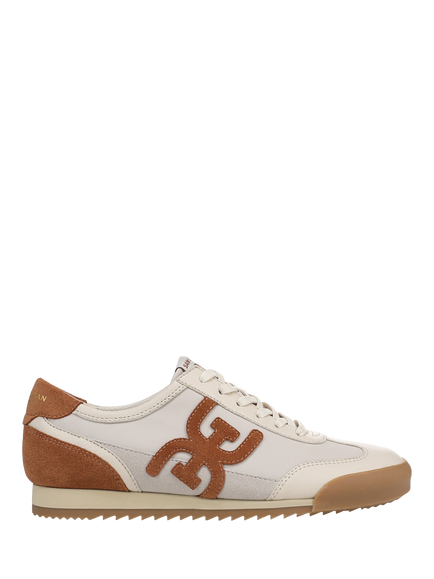 Sam Edelman Ivey Leather Blend Lace Up Trainers, Ivory/Brown, Ivory/Brown