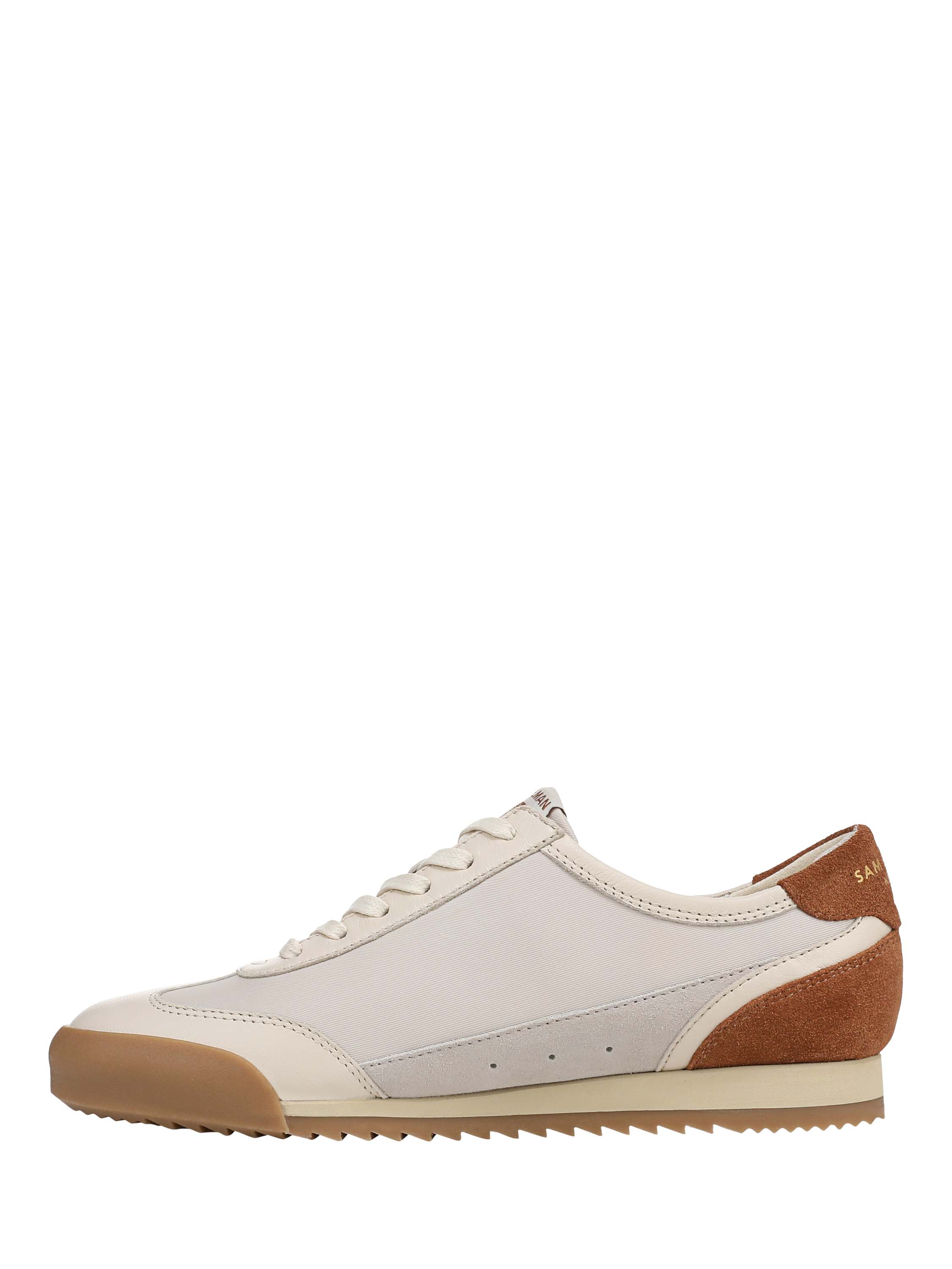 Product image 2 of 6, which shows Sam Edelman Ivey Leather Blend Lace Up Trainers, Ivory/Brown, 3.5
