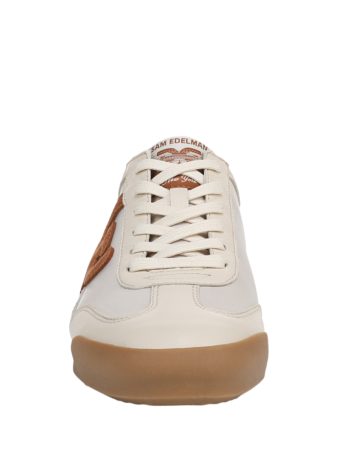 Product image 3 of 6, which shows Sam Edelman Ivey Leather Blend Lace Up Trainers, Ivory/Brown, 3.5
