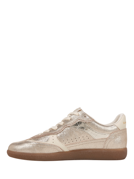 Sam Edelman Kallen Leather Lace Up Trainers, Cyprus Gold - view 2, Cyprus Gold