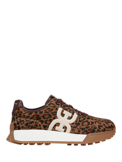 Sam Edelman Langley Suede Animal Print Lace Up Trainers, Tan/Multi, Tan Multi