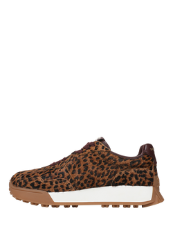 Sam Edelman Langley Suede Animal Print Lace Up Trainers, Tan/Multi - view 2, Tan Multi