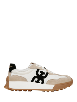 Sam Edelman Langley Suede Lace Up Trainers, White/Tan/Black, White/Tan/Black