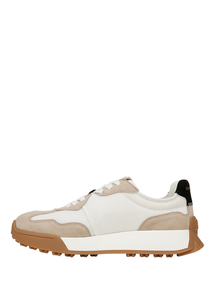 Sam Edelman Langley Suede Lace Up Trainers, White/Tan/Black - view 2, White/Tan/Black