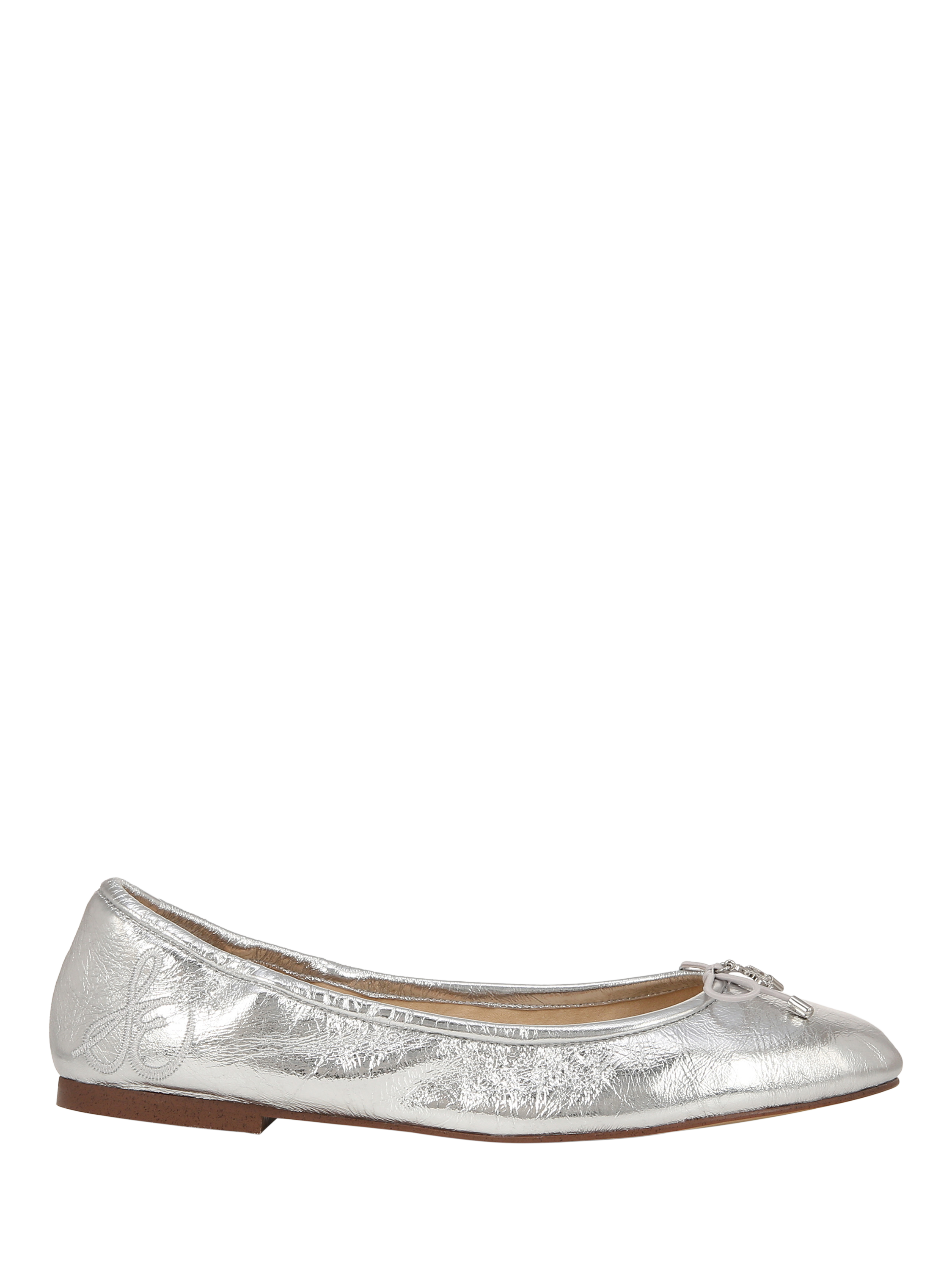 Product image 1 of 6, which shows Sam Edelman Felicia Leather Ballet Flats, Silver, 4.5