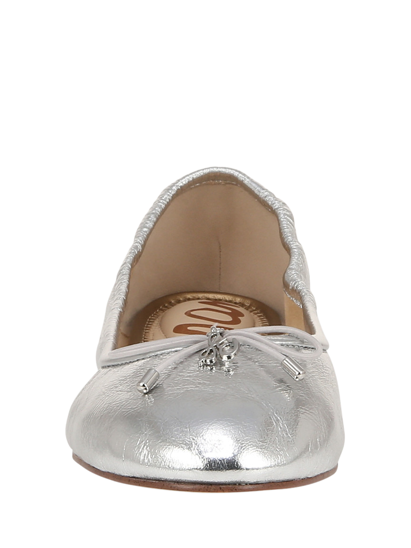 Product image 3 of 6, which shows Sam Edelman Felicia Leather Ballet Flats, Silver, 4.5