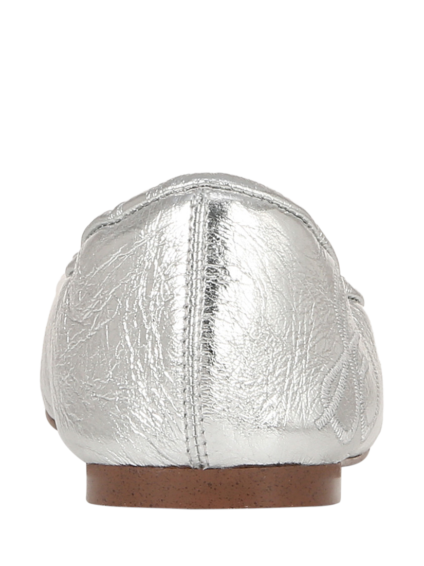 Product image 4 of 6, which shows Sam Edelman Felicia Leather Ballet Flats, Silver, 4.5