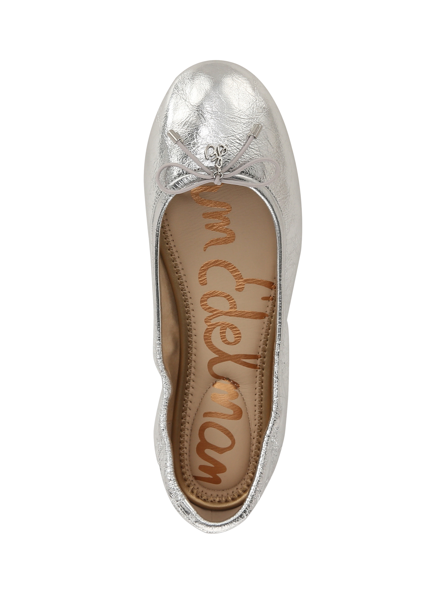 Product image 5 of 6, which shows Sam Edelman Felicia Leather Ballet Flats, Silver, 4.5