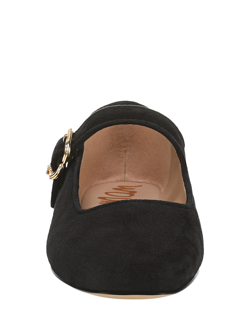 Product image 3 of 6, which shows Sam Edelman Michaela Suede Velvet Mary Janes, Black, 3.5
