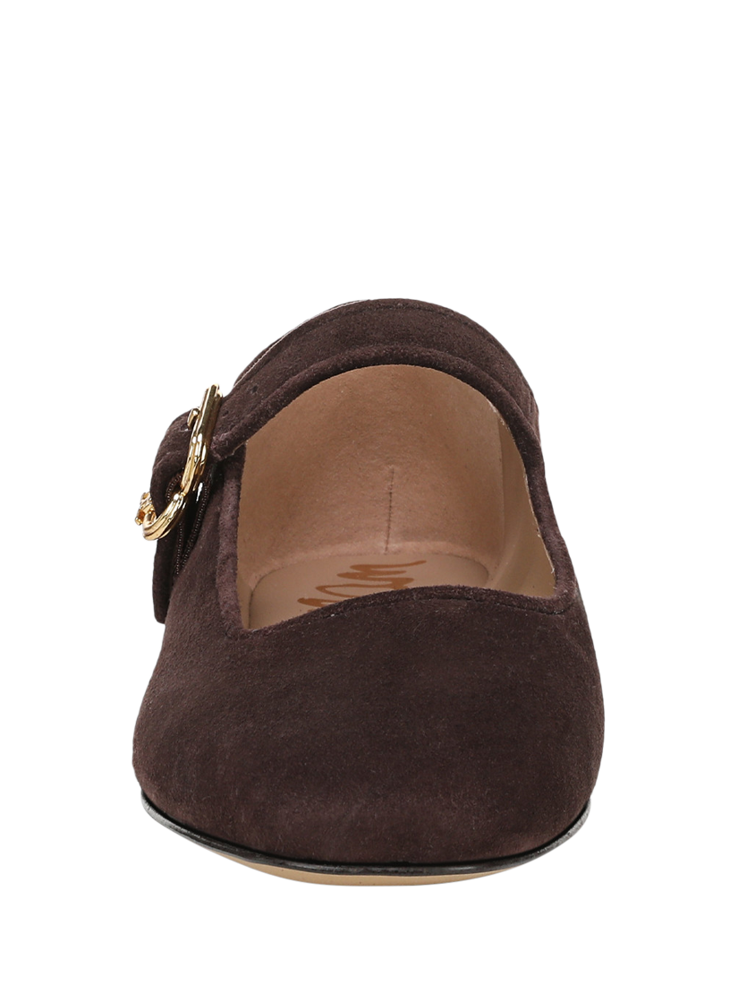 Product image 3 of 6, which shows Sam Edelman Michaela Suede Velvet Mary Janes, Cafe Noir, 3.5