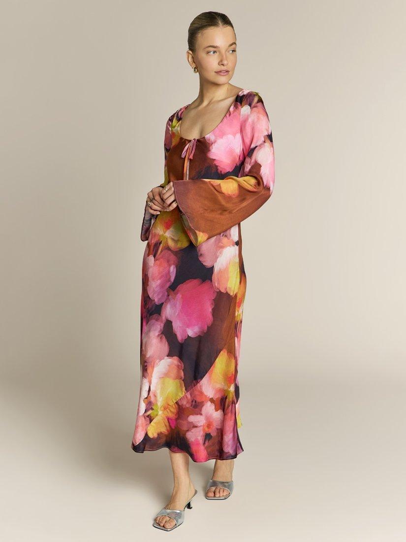 strapless open back dress Chai Savoir Maxi Dress, Brown/Pink Tie Dye – Alembika U.S main image 1