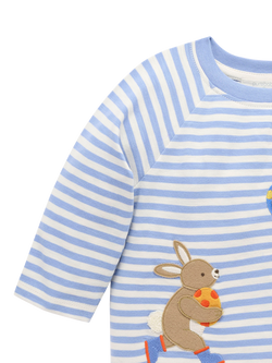 Purebaby Baby Striped Applique Long Sleeve Top, Easter Egg Thief - view 2, Easter Egg Thief Tee