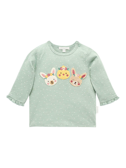 Purebaby Baby Bunny and Friends Long Sleeve T-Shirt, Sage Mini Spot - view 2, Sage Mini Spot