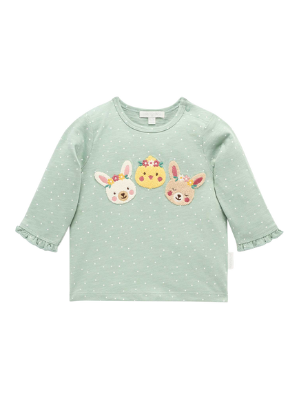Purebaby Baby Bunny and Friends Long Sleeve T-Shirt, Sage Mini Spot - view 2, Sage Mini Spot