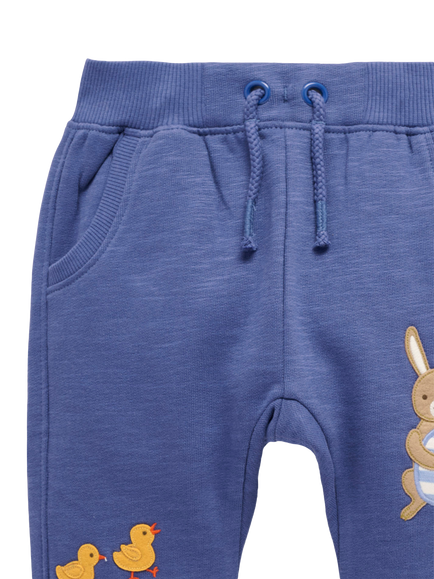 Purebaby Baby Applique Easter Bunny Chick Joggers, Merlin - view 2, Merlin