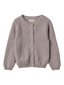 WHEAT Kids' Magnella Structured Knit Cardigan, Dusty Purple