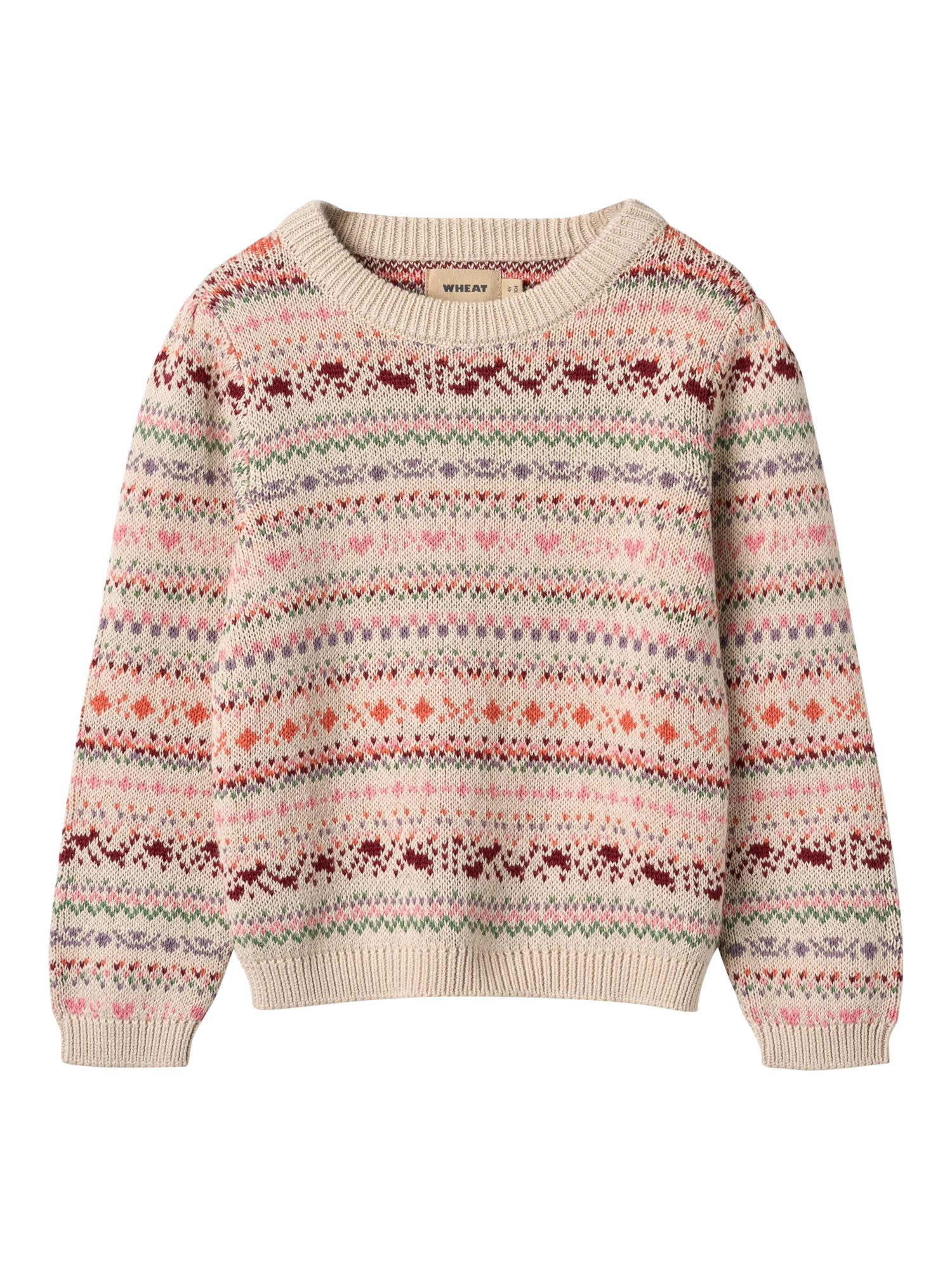 Product image 1 of 2, which shows WHEAT Kids' Jaquard Fair Isle Jumper, Multi, 3 years