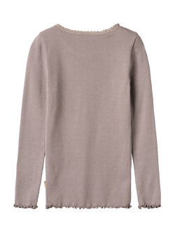 WHEAT Kids' Reese Ribbed Lace Detail T-Shirt - view 2, Dusty Purple