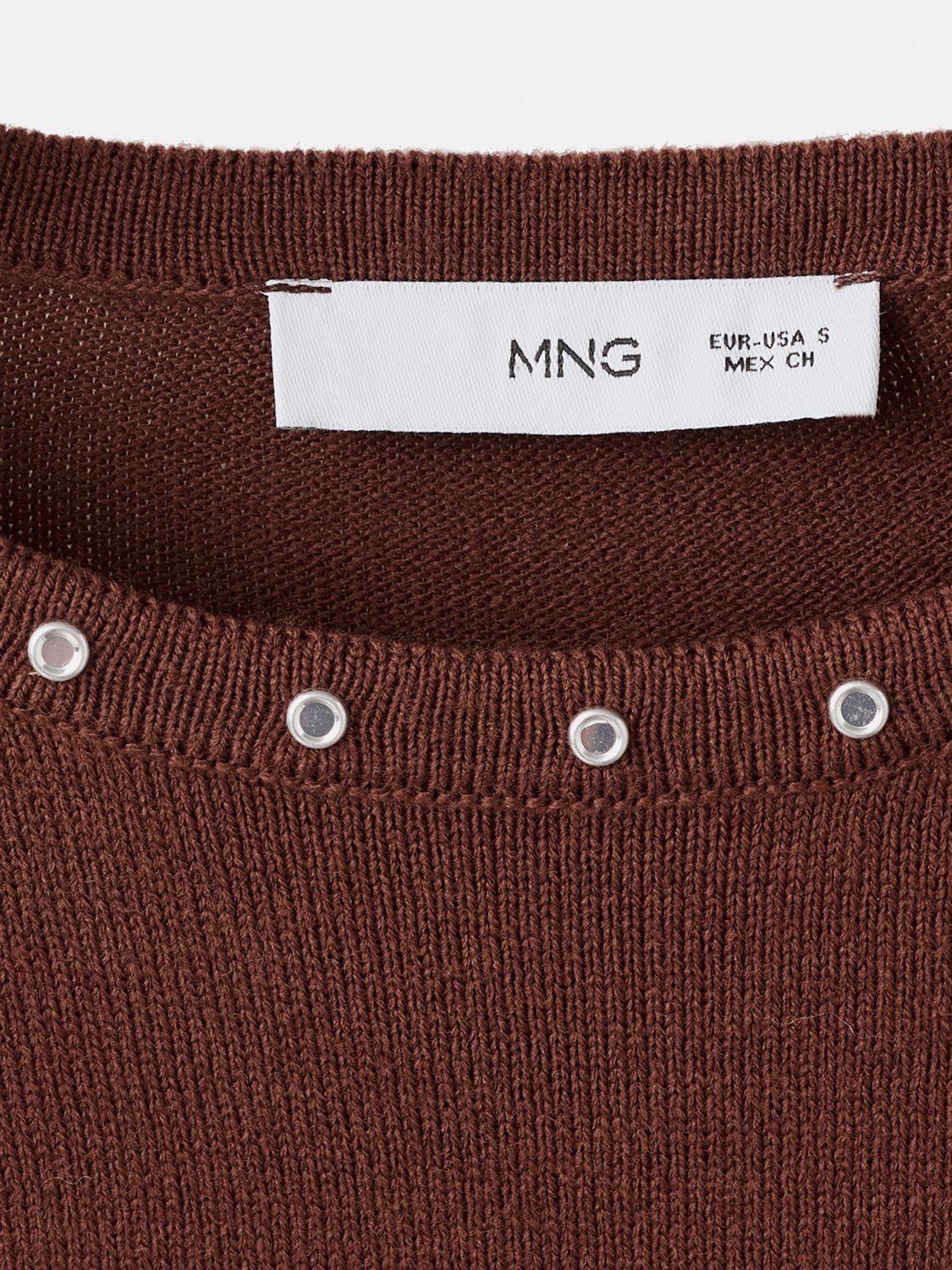 Product image 8 of 8, which shows Mango Studded Knit Jumper, Brown, M