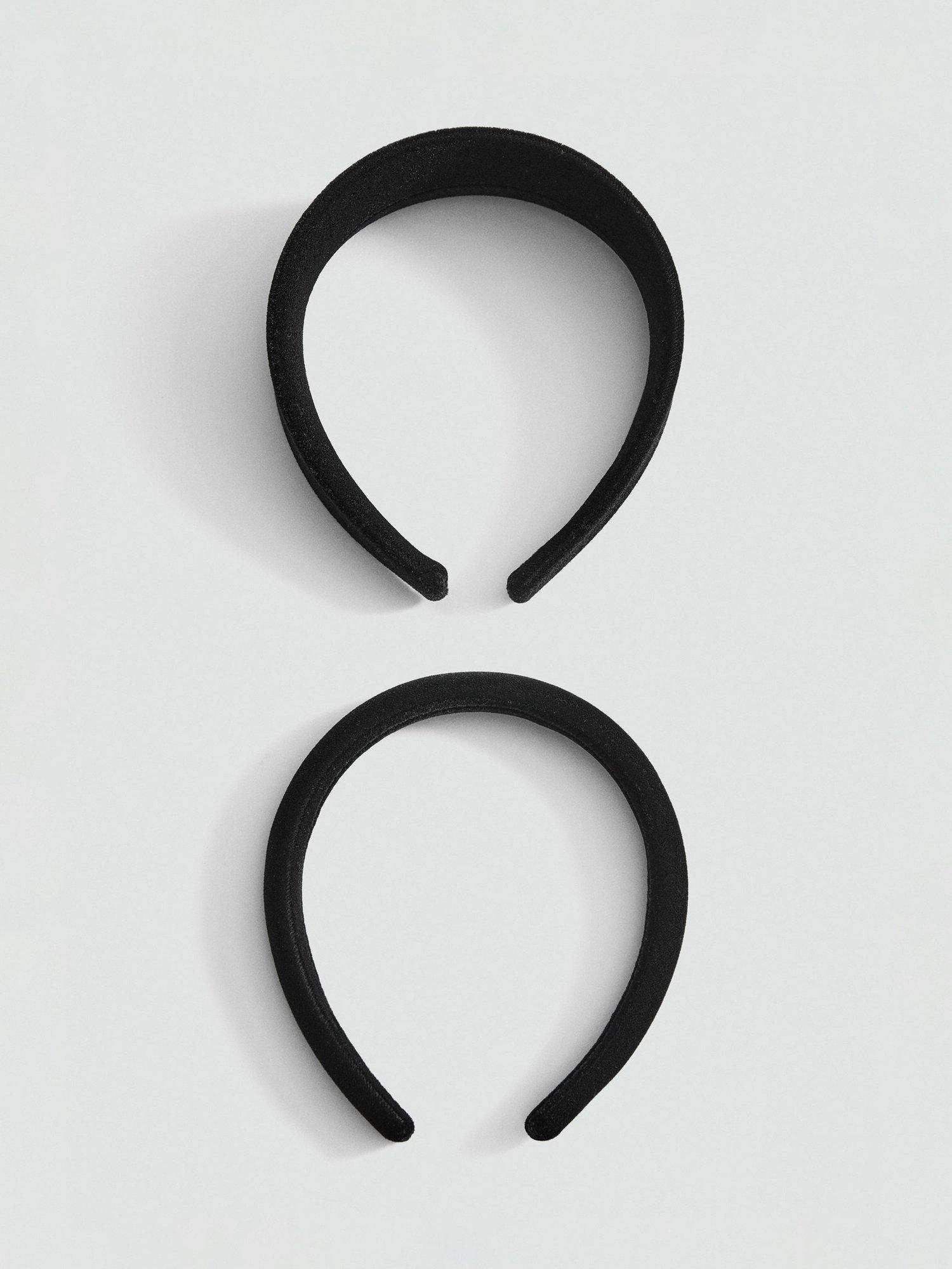 Product image 1 of 2, which shows Mango Dori Velvet Headbands, Pack of 2, Black, One Size