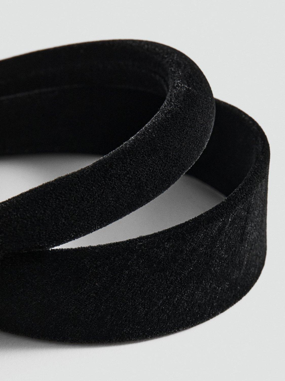 Product image 2 of 2, which shows Mango Dori Velvet Headbands, Pack of 2, Black, One Size