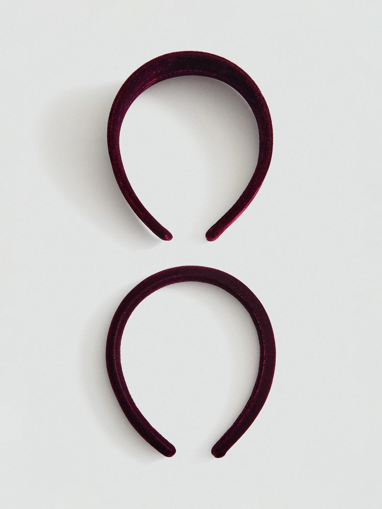 Mango Dori Velvet Headbands, Pack of 2, Dark Red