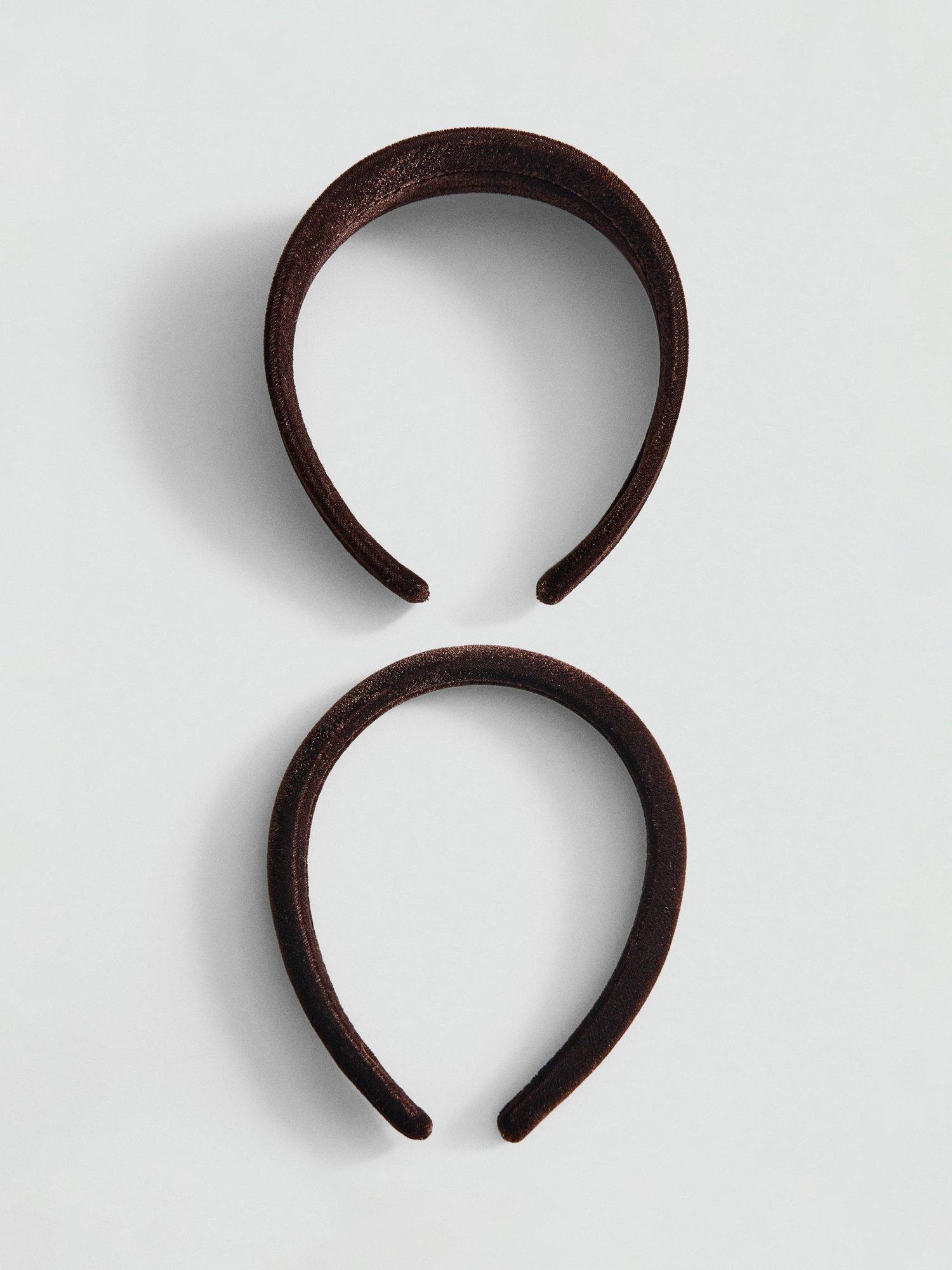 Mango Dori Velvet Headbands, Pack of 2, Brown