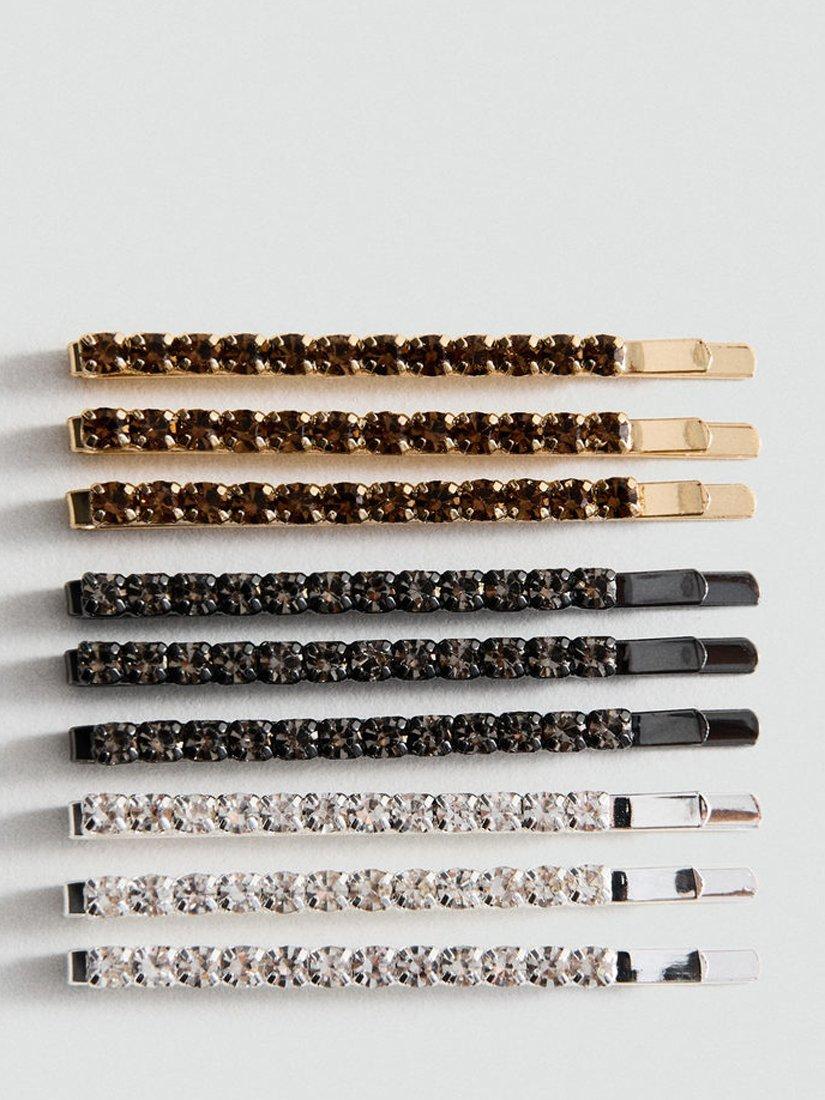 Product image 1 of 2, which shows Mango Crystal Embellished Hair Clips, Pack of 9