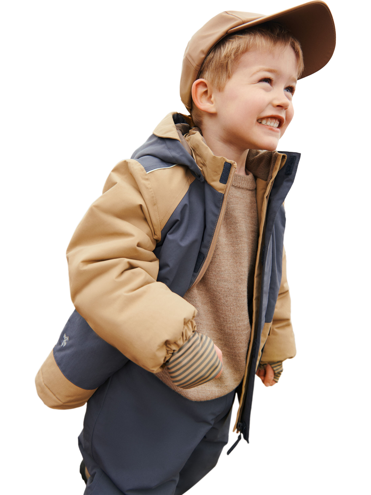 Product image 1 of 7, which shows WHEAT Kids' Laust Waterproof Hooded Jacket, Walnut, 2 years