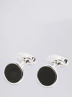 Moss Round Onyx Cufflinks, Silver