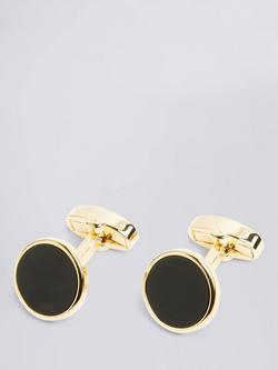 Moss Round Onyx Cufflinks, Gold